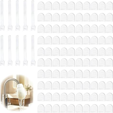 100 PièCes Sac Filtrant Coton Robinet 10 Sangles Anti-éClaboussures éVier