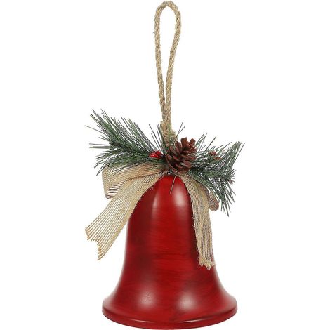 Pendentif cloche de Noël, décoration cloche de Noël, ornement cloche en métal, artisanat en métal-25X11.7CM-Red