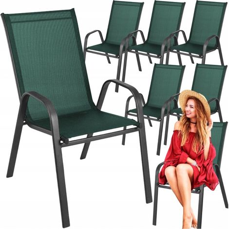 Sillas de jardín de metal para terraza, balcón, sillón de jardín verde, juego de 6 (1/5)