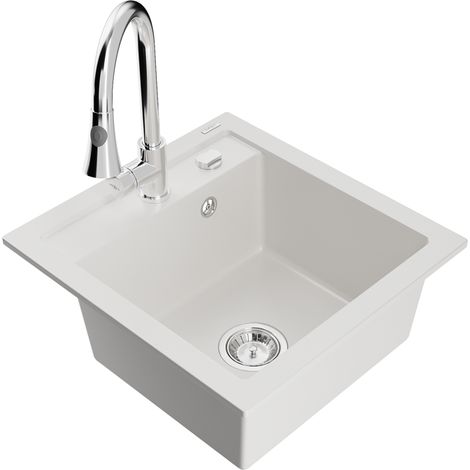 Mexen Vito Lavello in Granito Monocomparto con Miscelatore Cucina Elia, Bianco - 6503-20-670101-00 (1/5)