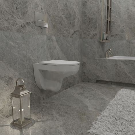 AICA Bathroom Rimless Wall Hung Toilet UF Soft Close Seat Round WC Pan