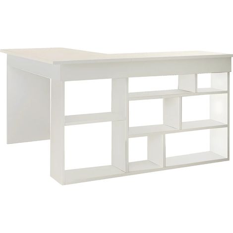 Bureau d'angle avec rangements - Coloris : Blanc - LILEUL