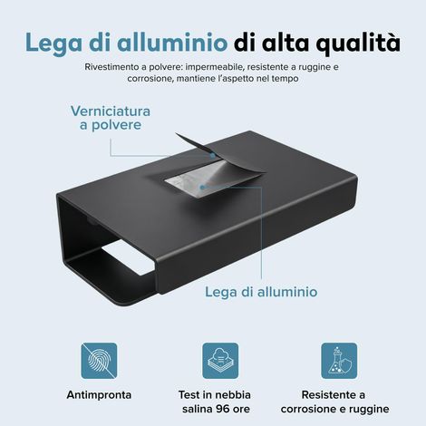 doporro Porta Carta Igienica con Mensola, Portarotolo Carta Igienica Moderna in Lega di Alluminio, Montaggio a Parete, Accessori Bagno, Nero Sabbia, Lino-05