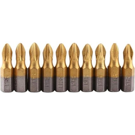 10 rutschfeste magnetische PH2-Schraubendreherbits mit 1/4" (25 mm) Schaft, ideal für Elektriker, Mechaniker und Reparaturarbeiten