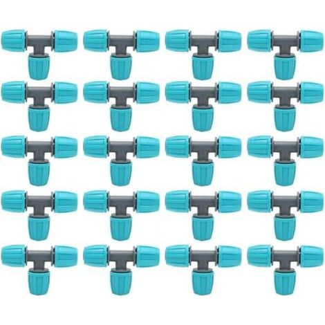 20 raccordi a T con innesto rapido, raccordi per tubi con innesto rapido da 16 mm, raccordi per irrigazione a goccia, adattatori a 3 vie, connettori a T per tubi dell'acqua (1/5)
