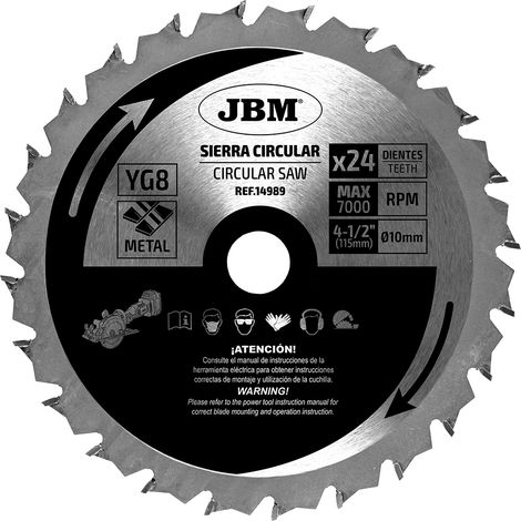 Lama per sega circolare jbm 24t 115mm carburo tungsteno