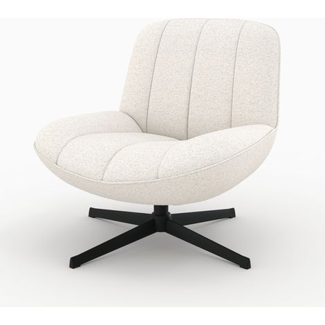 Sillón giratorio en tejido bouclé blanco - Elvis