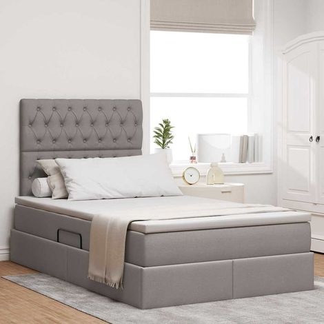 Bett mit Stauraum und LED mit LED Taupe 120 x 200 cm Polyester