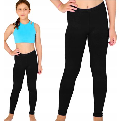 Leggings noirs pour filles, en coton lisse, modèle Bates, taille 116. (1/5)
