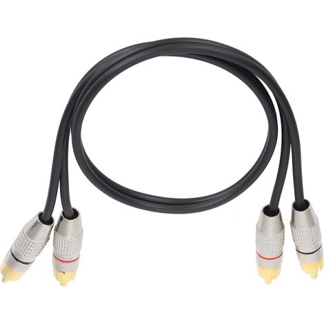 RCA-Stecker auf 2 RCA-Stecker-Audiokabel mit Aluminiumlegierungsstecker für Xbox 360 – Schwarz, 0,5 m / 1,6 Fuß