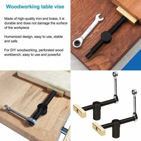 NALOOKAMIC Lot de 2 Pinces Etau de Table Menuisier, Serres-Joints Rapide Etabli, Clip de Bureau Réglable avec 4 Bench Dog, Etau Perceuse Colonne Outils Menuiserie, pour Trou de 20 mm Banc Menuiserie