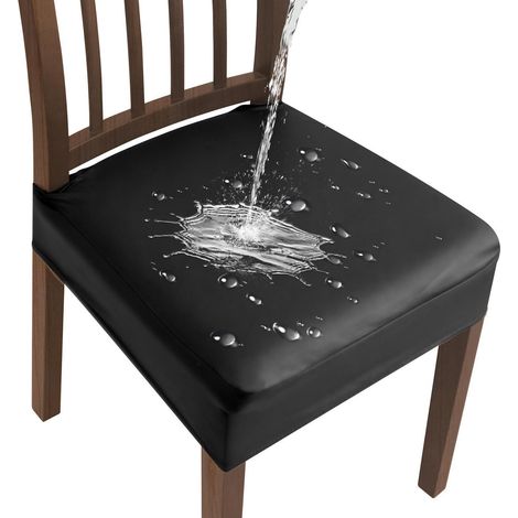 Housse de chaise imperméable extensible noire pour salle à manger et bureau (1/5)