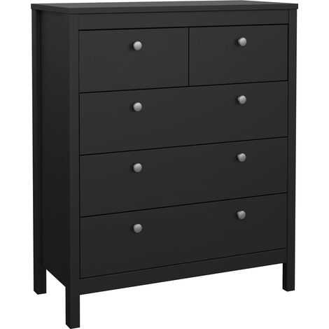 Dmora - Cassettiera Nicholas, Settimino multiuso, Comò camera da letto, Mobile con cassetti, 82x38 h99 cm, Nero