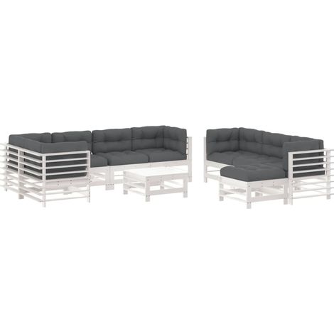 Maison Exclusive - Juego de muebles jardín 10 pzas y cojines made
