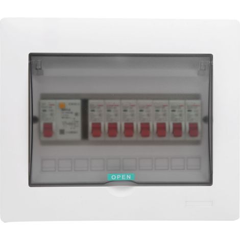 Boîte de distribution d'éclairage intérieur encastrable 7 voies + 1 protection différentielle 63A 230/400V (1/5)