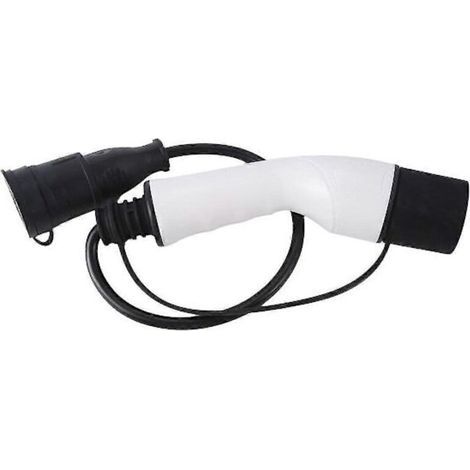 Ladestecker für Elektrofahrzeuge – Typ-2-Stecker (IEC 62196-2) auf Schuko-Stecker (europäische 230-V-Steckdose) – 16 A, 3,7 kW, kompatibel mit öffentlichen Ladestationen und Elektroautos (z. B. Renaul (1/4)