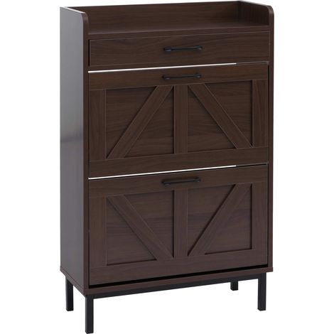 Meuble à chaussures basculant HWC-P45, étagère à chaussures, armoire à chaussures, 2 compartiments basculants, tiroir de (1/5)