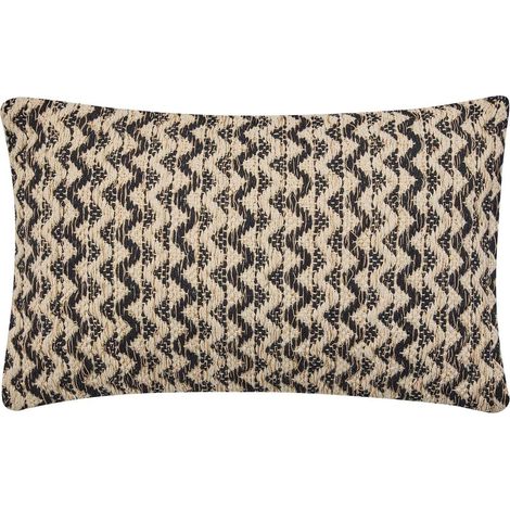 Coussin Déhoussable 30x50 cm Coton/Polyester Fantaisie - LOUMEO Noir (1/3)