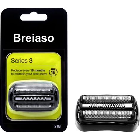 Grille et bloc-couteau de rechange pour rasoir électrique - 21B (Carte verte) (Compatible avec Braun Series 3/4/5/7/8/9) (1/3)