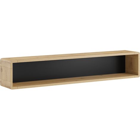 Scaffale da parete in legno e nero Raven
