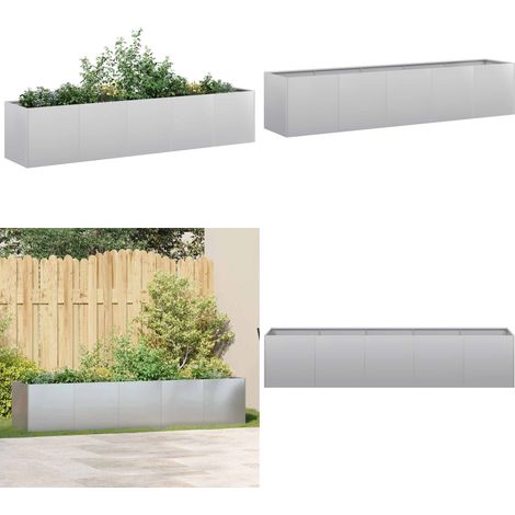 Vidaxl – Jardinière en acier galvanisé 200x40x40 cm – Fond ouvert pour drainage – Stabilité renforcée – Idéal pour espaces extérieurs (1/5)