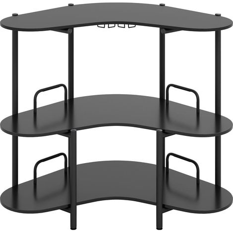 Pour verres à vin et bouteilles, meuble bar 3 niveaux pour maison, café ou fête, style industriel noir (1/5)