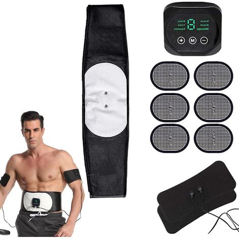 Stimulateur Musculaire Électrique EMS - 6 Modes Et 18 Niveaux D Intensité - Pour Abdomen Bras Jambes Et Dos - Ensemble Complet 5 Pièces (1/5)