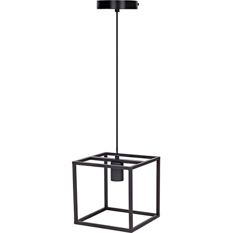 Suspension carrée en métal noir, culot E27, style moderne pour cuisine et bar (ampoule non incluse) (1/3)