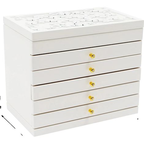 Organizzatore di gioielli in stile vintage, 6 ripiani, bianco, grande (1/2)