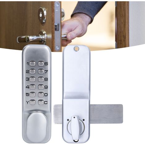 Porte coulissante double face, serrure à combinaison mécanique normalement ouverte, porte vitrée à cadre PVC, porte en bois, serrure de porte de bureau (1/5)