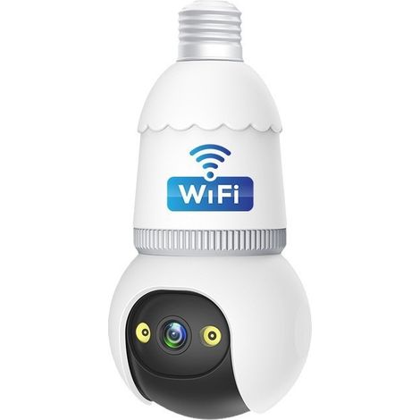 Caméra Ampoule WiFi Hopeway 1080P avec Carte SD 32 Go, Caméra de Surveillance Intérieure Sans Fil, Vision Nocturne IR 10 m, Détection de Mouvement, Alarme, Audio Bidirectionnel, Caméra IP pour Maison (1/4)