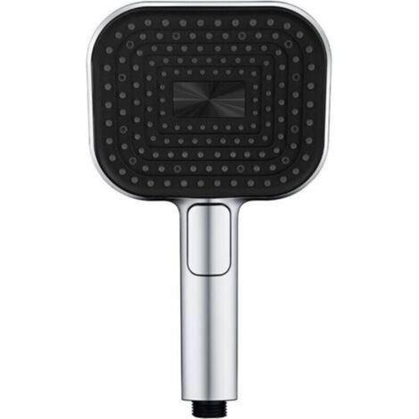 Cabezal de ducha cuadrado moderno con manguera flexible y soporte ajustable, cabezal de ducha de alta presión para el hogar y la autocaravana, cromado.
