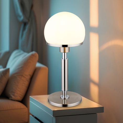Lampada da tavolo soggiorno lampada da comodino lampada a fungo design color ottone, vetro metallo, 1x attacco E27, DxH 18x40 cm