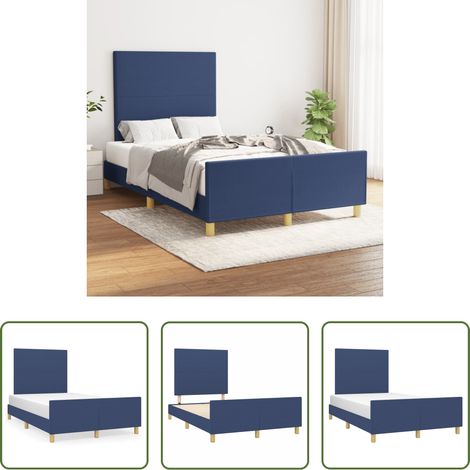 Kopfteil - Bettgestell ohne Matratze Blau 120x190 cm Stoff (1/5)
