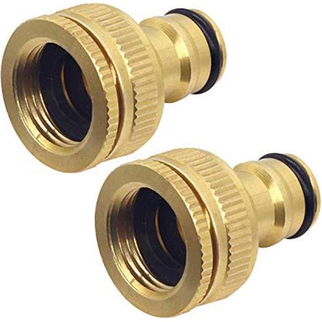 CCYKXA 2 Pcs Brass Garden Tap Connector, 1/2 Inch and 3/4 Inch 2-in-1 Female to Split Adapter
