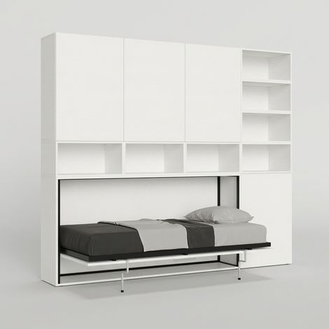 Cama plegable blanca con colchón individual horizontal ahorradora de espacio Kando E (1/5)