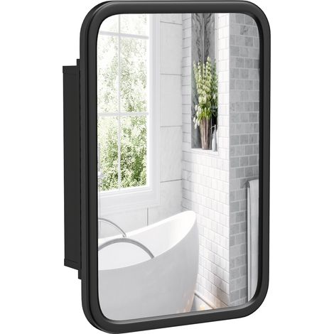 HOMCOM Bathroom Wall Cabinet with Mirror Black