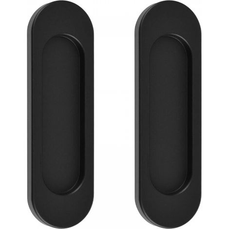 Poignées de porte coulissante ovales autocollantes, 2 pièces, en alliage d'aluminium, sans perforation(noir mat, 100 mm) (1/5)