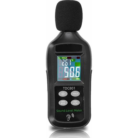 Medidor de decibelios, medidor de ruido de 35 dB a 135 dB, lector de medidor de nivel de sonido digital, medidor de nivel de sonido digital LCD para medición de ruido (1/5)