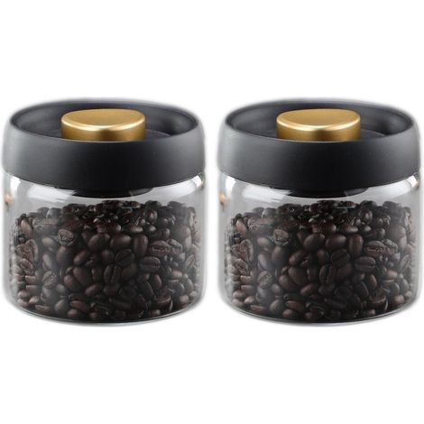 Boîte hermétique en verre borosilicate sous vide pour grains de café (Or, 500 ml) (1/5)