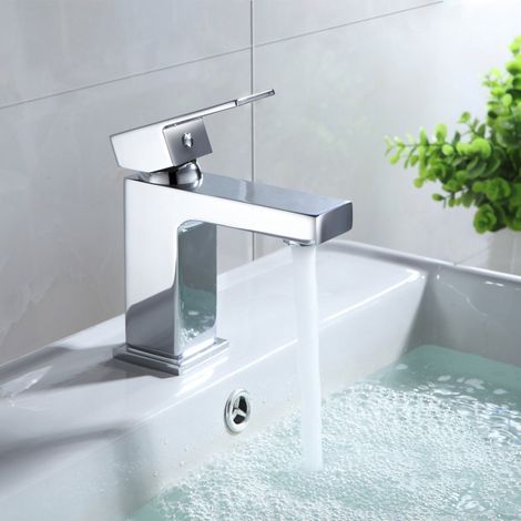 Brayton Contemporary Square Chrome Basin Sink Mono Mixer Tap & Waste (1/5)