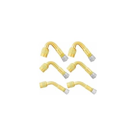 Rallonges de valve pour pneus 6 pièces – Angles 45°, 90°, 135° – Cuivre nickelé pour étanchéité optimale – Gonflage facile dans espaces restreints (1/5)