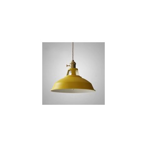 Lampada a sospensione industriale, plafoniera retrò E27, illuminazione decorativa, lampadario vintage in metallo, per cucina, camera da letto, sala da pranzo (giallo) - Crezuo