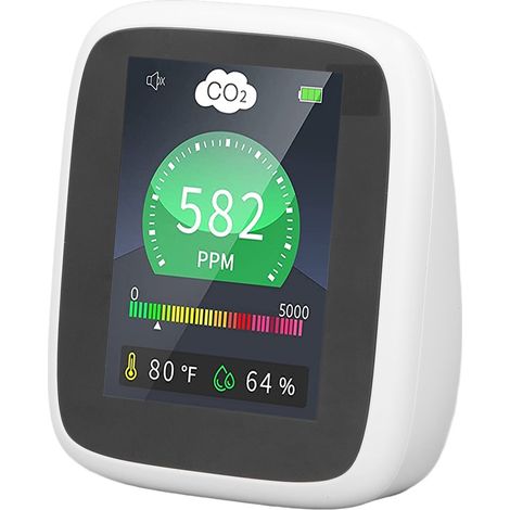 CO2-Detektor für Innenräume, Luftqualitätsmonitor mit Alarmfunktion, Temperatur- und Luftfeuchtigkeitsmessung, tragbar für Reisen (1/5)