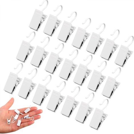 30 Pcs Pince Rideaux, Pince à Rideau avec Crochet en Métal pour Accrocher Rideaux, Rideaux de Douche, Décorations,Blanc (1/4)