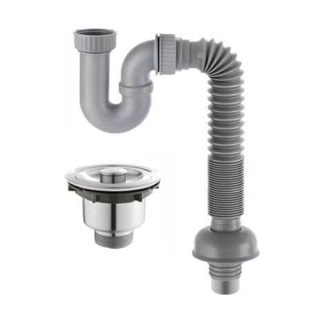 Komplettes Ablaufgarnitur aus Edelstahl für Spülbecken, Verbindungsrohr, Ablaufrohrdurchmesser 110 mm (1/5)