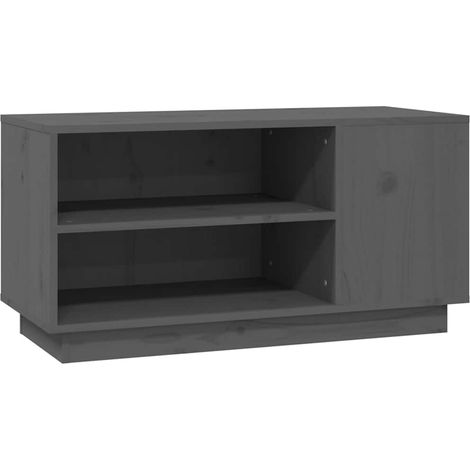 Meuble TV, Étagère TV, Meuble de Salon, Gris 80x35x40,5 cm Bois de pin massif OIB9987E (1/5)