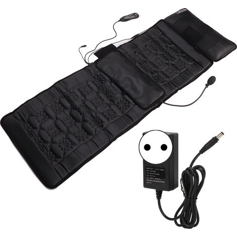 Coussin de massage corps entier noir 9 modes vibration chauffante pour jambes nuque, tapis de chaise massant 100-240V prise UE (1/5)