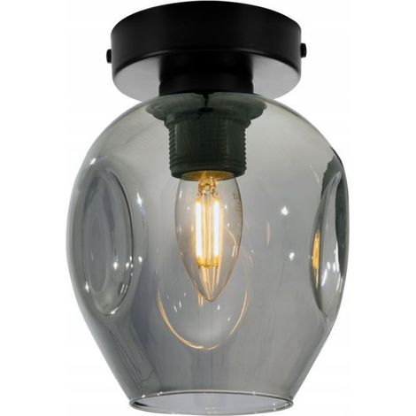 Plafonnier - Métal - Noir - Abat-jour LED - Compatible E27 - 230 V - Hauteur 21 cm - Pour Intérieur - 1 Pièce (1/5)