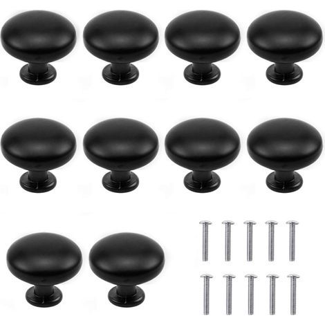 10PCS Black Drawer Door Handle, 30mm Furniture Knob, Single Hole Round Drawer Knobs, Door Knobs, Furniture Handles for Cupboard, Wardrobe, Kitchen, Children's Room (1/5)